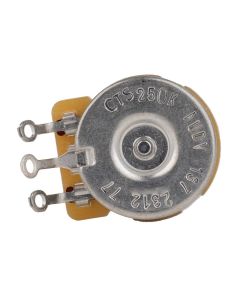 CTS USA potentiometer, short .250" bushing for pg mount, 3/8" diam. dished back, 250K vint. taper solid sha