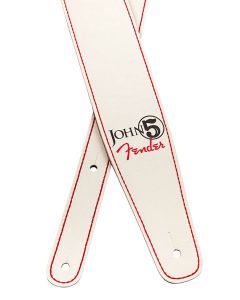 Fender John 5 leather strap, white and red