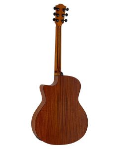 Bromo Tahoma Series auditorium guitar with solid mahogany top, cutaway with EQ, amara ebony fb, natural