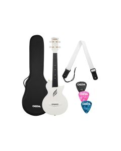 Cascha carbon fiber concert ukelele with softcase, strap and 3 picks, white