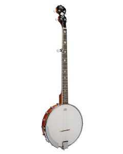 SX 5 string open back banjo, natural satin, with bag, strap, picks and tuner