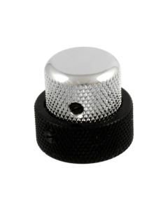 Allparts concentric stacked knob, vintage style with set screws, chrome top, black bottom, fits USA pots