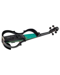 Leonardo electric violin with modern design, pre-amp, with bow, case, headphones, shoulder rest, green