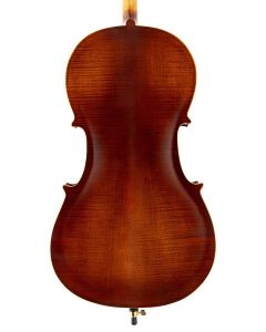 Leonardo Elementary series cello outfit 1/2, laminated with flamed back & sides, ebony fittings, bag and bow