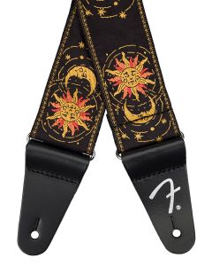 Fender American Vintage II woven guitar strap, sun & moon design, three-tone sunburst