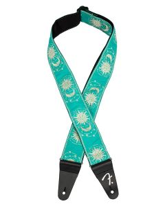 Fender American Vintage II woven guitar strap, sun & moon design, sea foam green