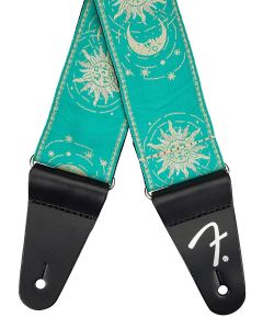 Fender American Vintage II woven guitar strap, sun & moon design, sea foam green