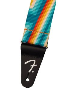 Fender Retro ribbed poly guitar strap, rainbow design