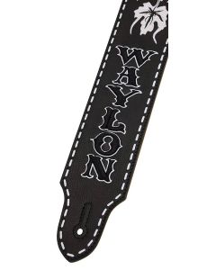 Fender Waylon Jennings premium grain leather guitar strap, embroidered "Waylon" lettering