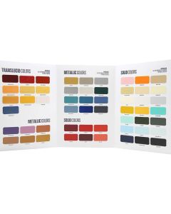 NitorLACK colour chart, actual lacquer painted on wood of all colours available