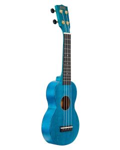 Mahalo Slimline Series soprano ukulele, transparent blue, with bag