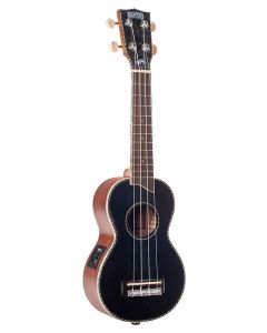 Mahalo Pearl Series solid top soprano ukulele, with MEQ2 9v preamp, black, with bag