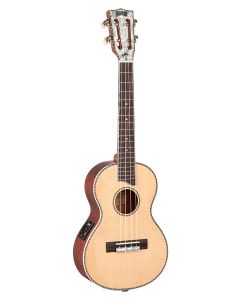 Mahalo Pearl Series solid top tenor ukulele, with MEQ2 9v preamp, natural, with bag