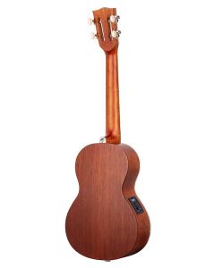 Mahalo Pearl Series solid top tenor ukulele, with MEQ2 9v preamp, black, with bag