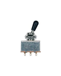 Boston toggle switch 3-way, block shape, black knob, nickel